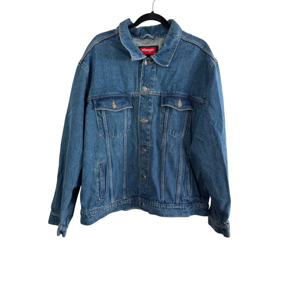 Vintage Wrangler Hero Mens 2XL Denim Jacket Classic Blue Jean Coat With Button C